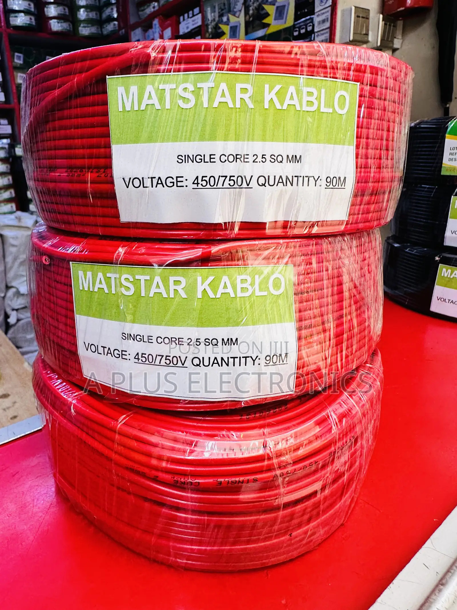 Matstar 2.5mm Single Core Electrical Cable 90m-Red – High Conductivity