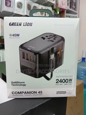 Green Lion Companion 45 Universal Travel Adapter - Black