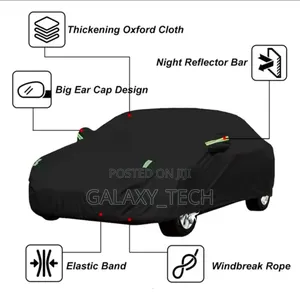 Black Car Cover With Fleece on the Inside Has Reflector