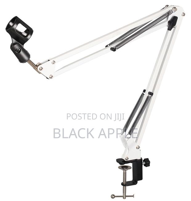 White Studio / Podcast Microphone Stand Telescopic Movable