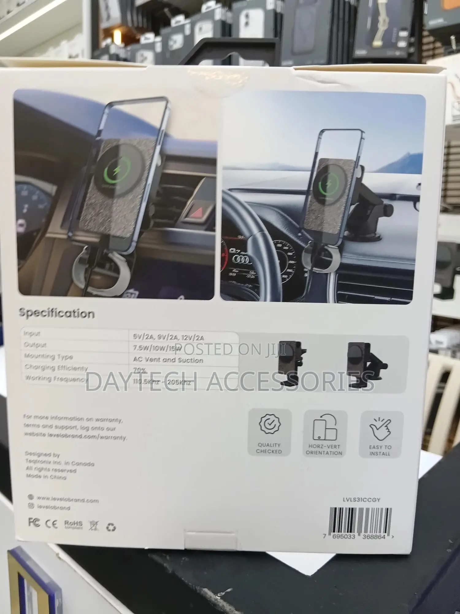 Levelo Aspen 3-in-1 Wireless Car Charger and Holder.