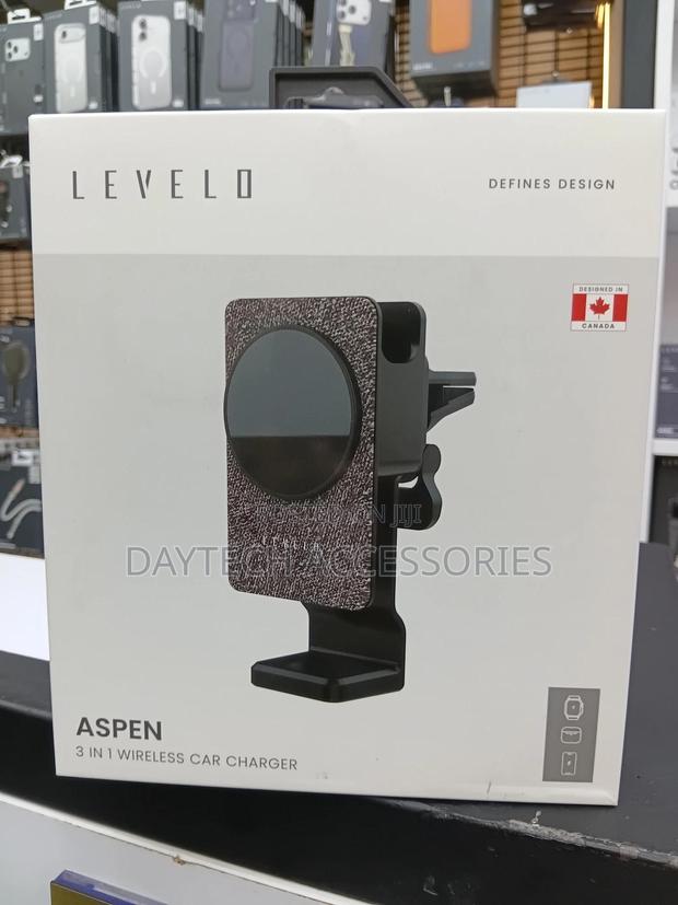Wireless Car Charger - Levelo Aspen 3-in-1 Dual Mount Holder - Black