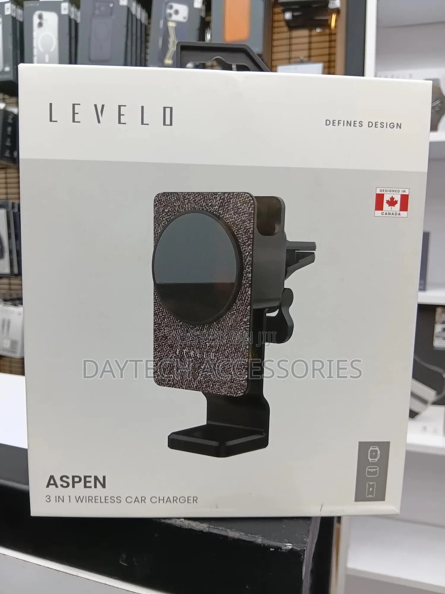 Levelo Aspen 3-in-1 Wireless Car Charger Versatile Mounting.