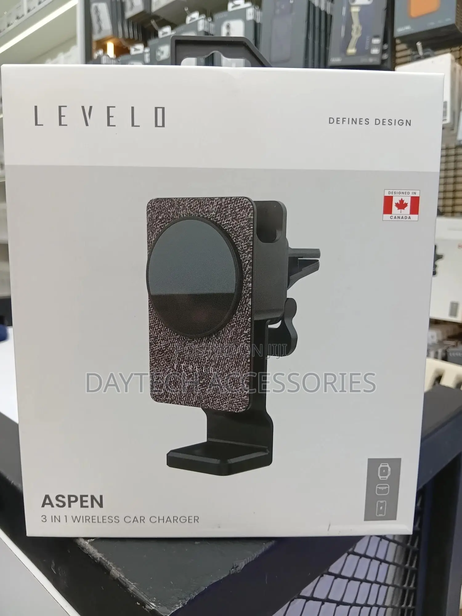 Levelo Aspen 3-in-1 Wireless Car Charger Versatile Mounting.