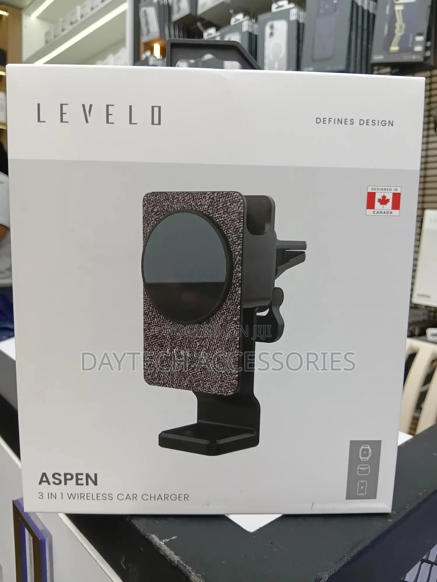 Levelo Aspen 3-in-1 Wireless Car Charger Versatile Mounting.