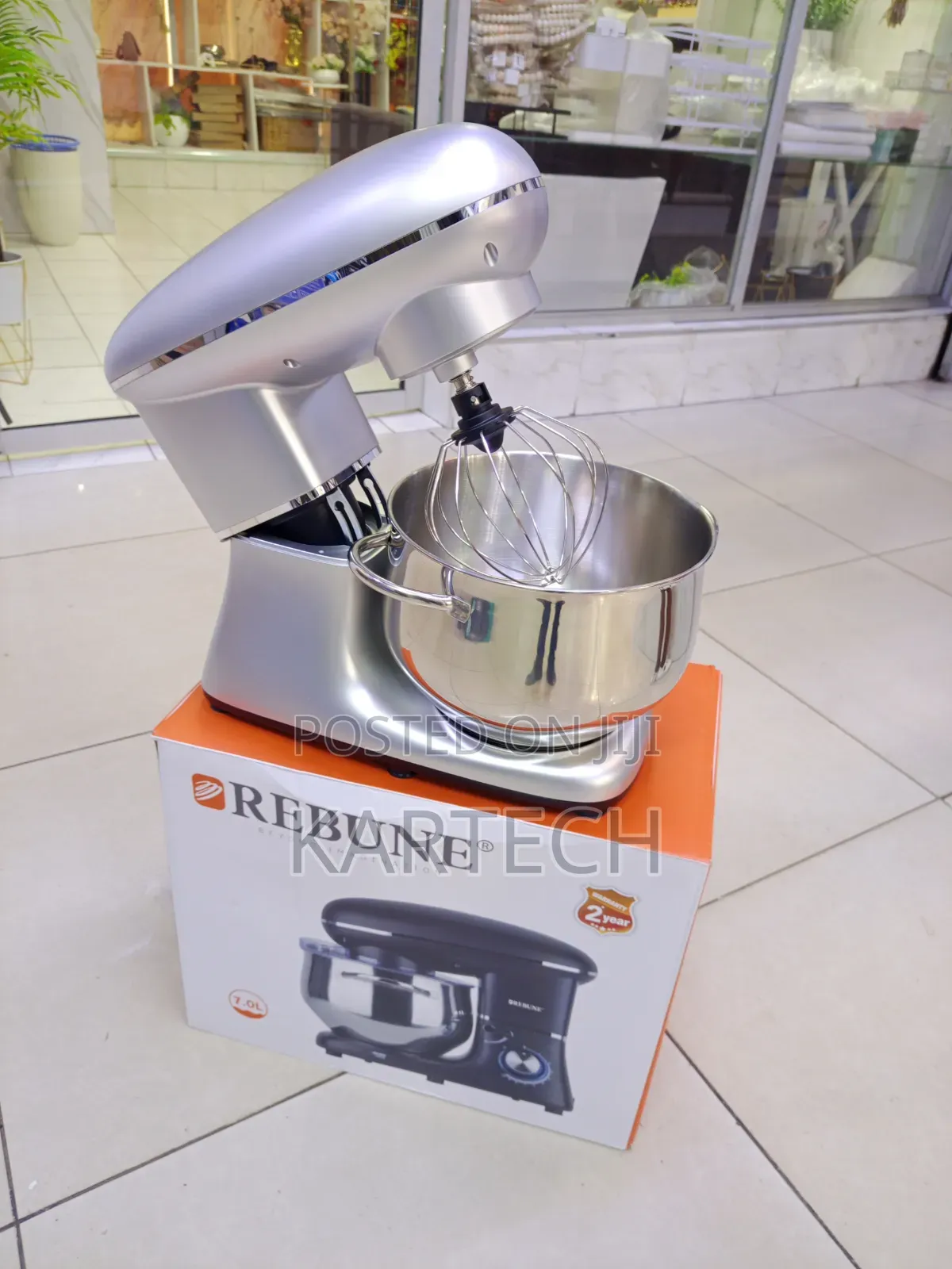 Rebune 7ltrs Electric Stand Mixer With Whisk, Beater Dough Hook