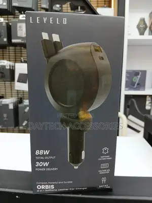 This Is a Levelo Orbis 4-in-1 Saffiano Leather Car Charger.