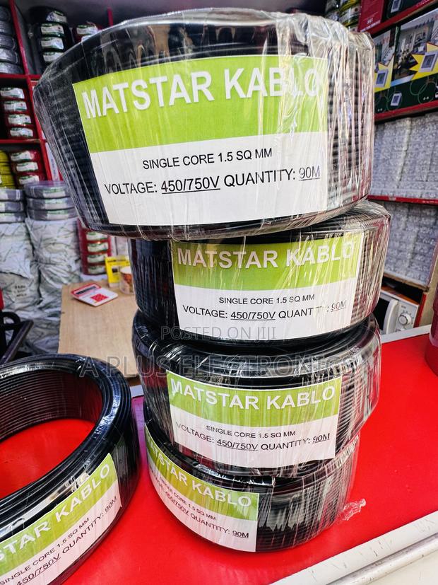Matstar 1.5mm Single Core Electrical Cable 90m Black – High Strength