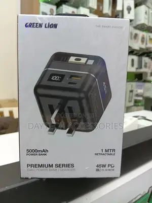Green Lion 2-in-1 Gan Charger 5000mah Power Bank 45w Pd.