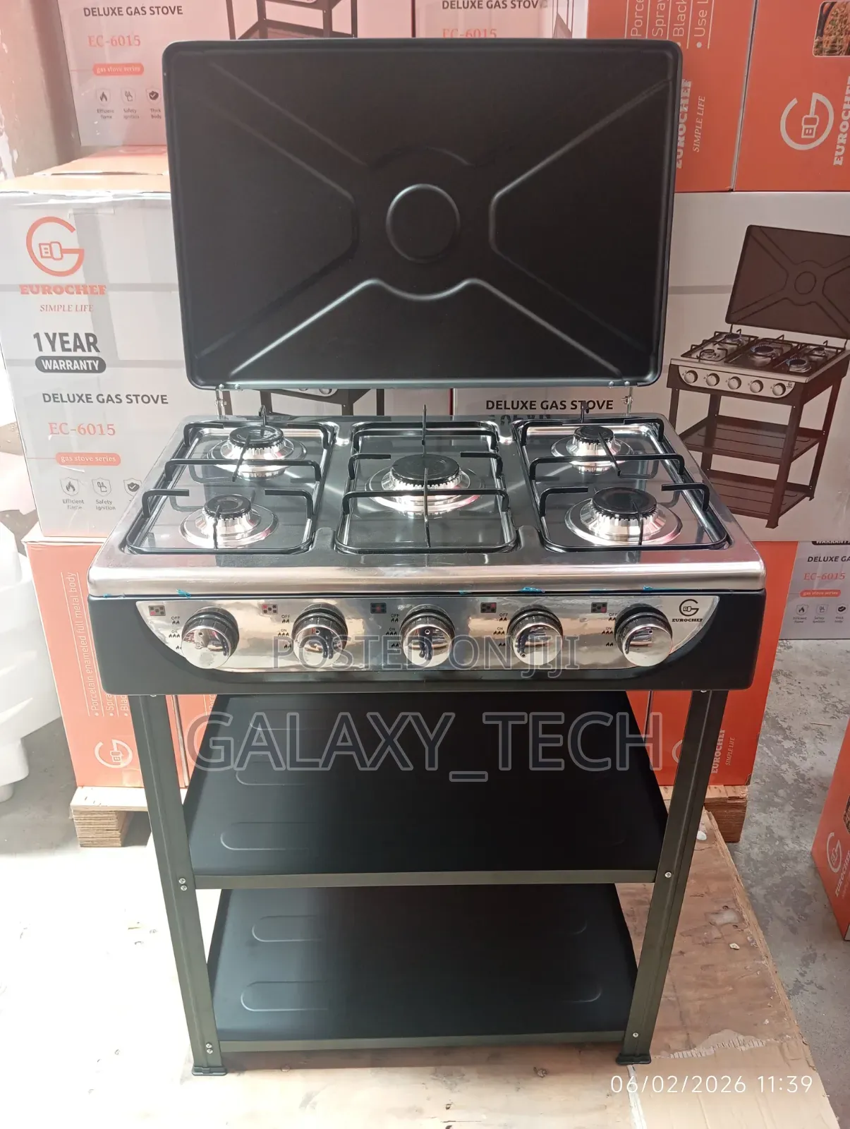 Eurochef 5 Gas Burners Standing Cooker/Gas Stove With Shelves