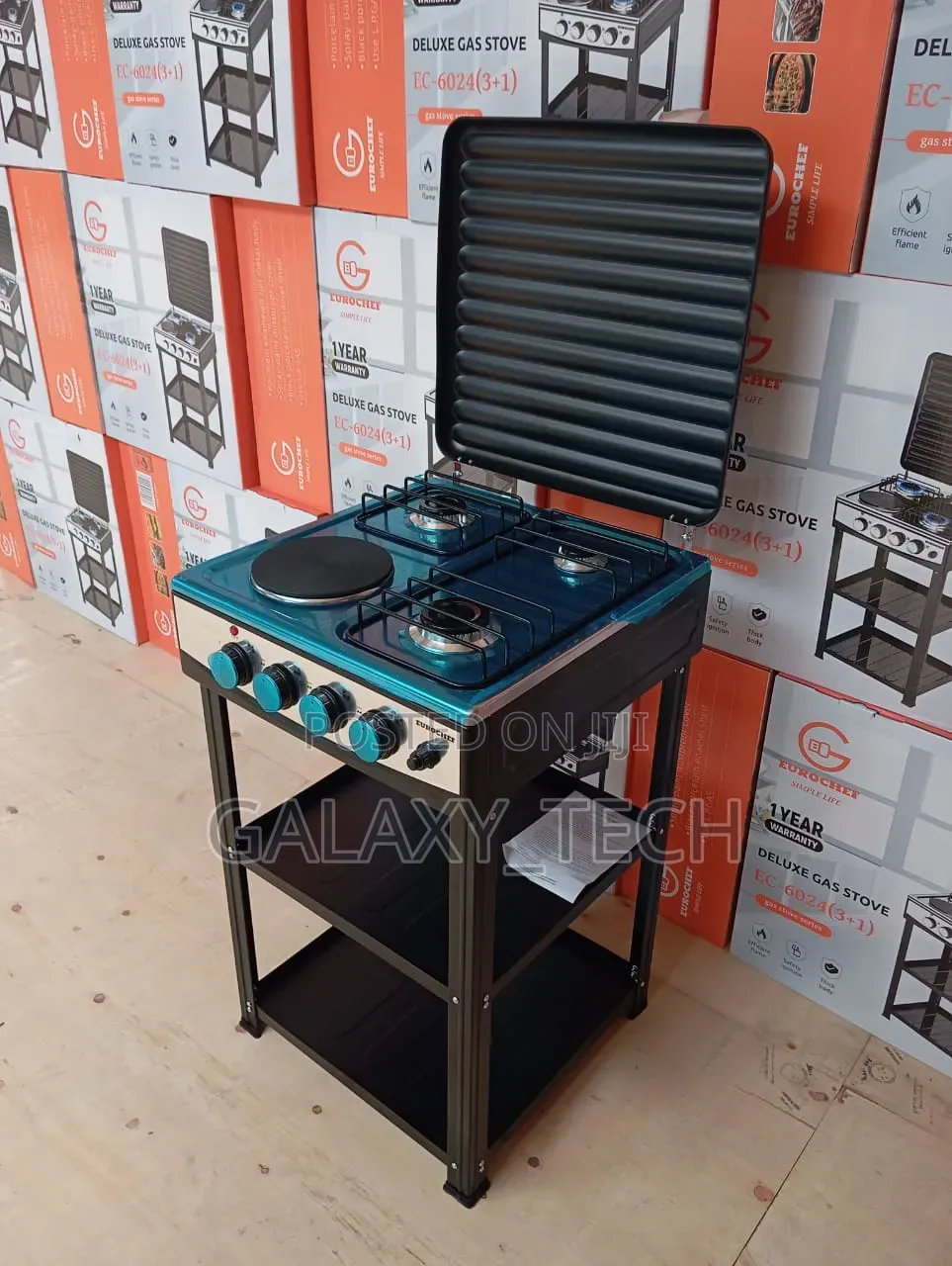 Eurochef 3 Gas +1 Electric Standing Cooker/Stove With Shelves