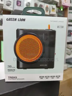 This Is a Green Lion Treks Portable Speaker.