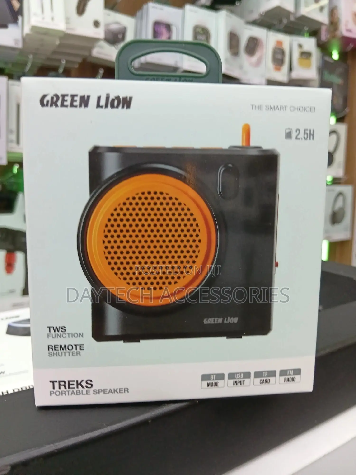 This Is a Green Lion Treks Portable Speaker.