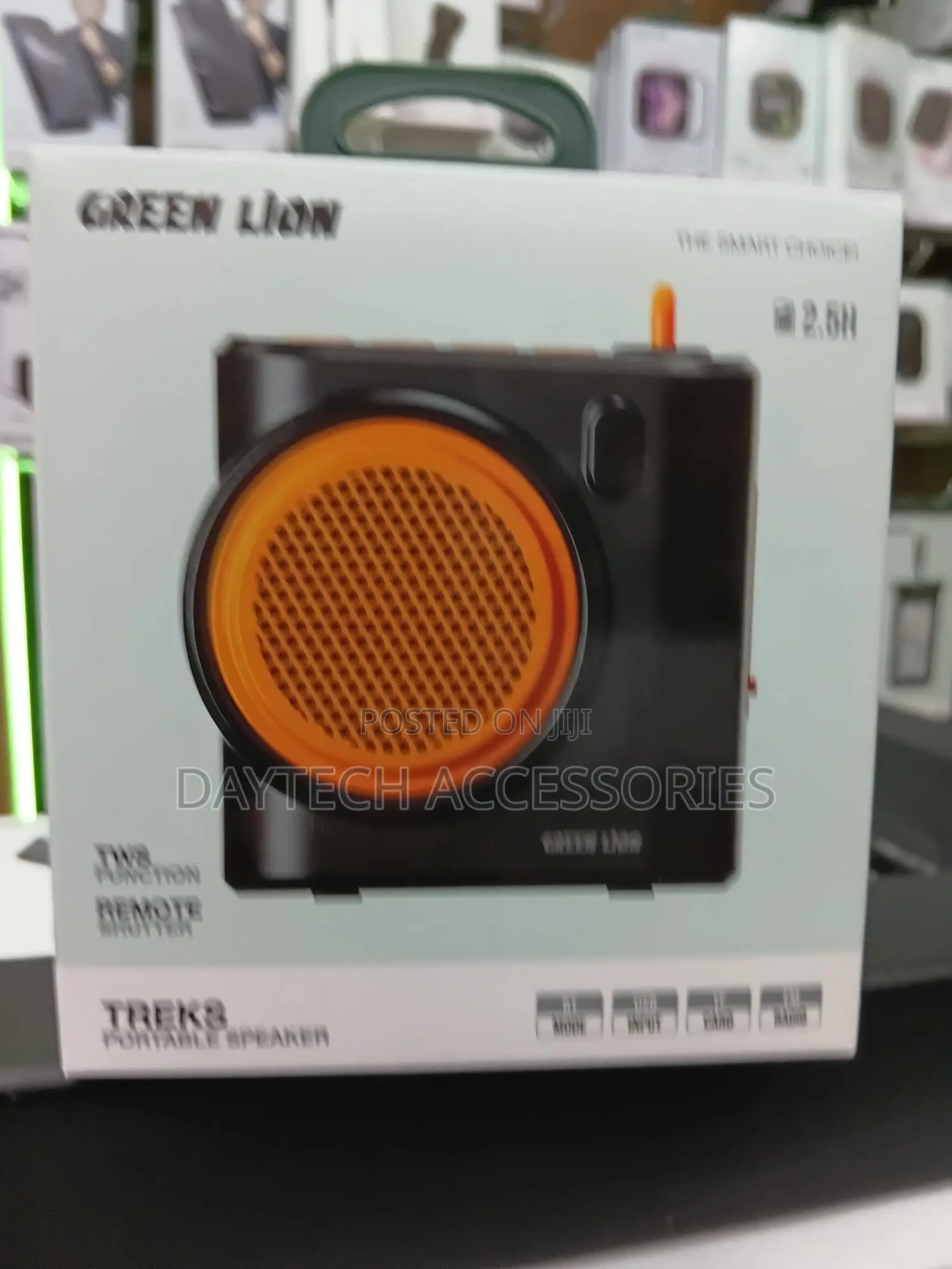 This Is a Green Lion Treks Portable Speaker.