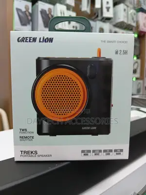 This Is a Green Lion Treks Portable Speaker in Black.