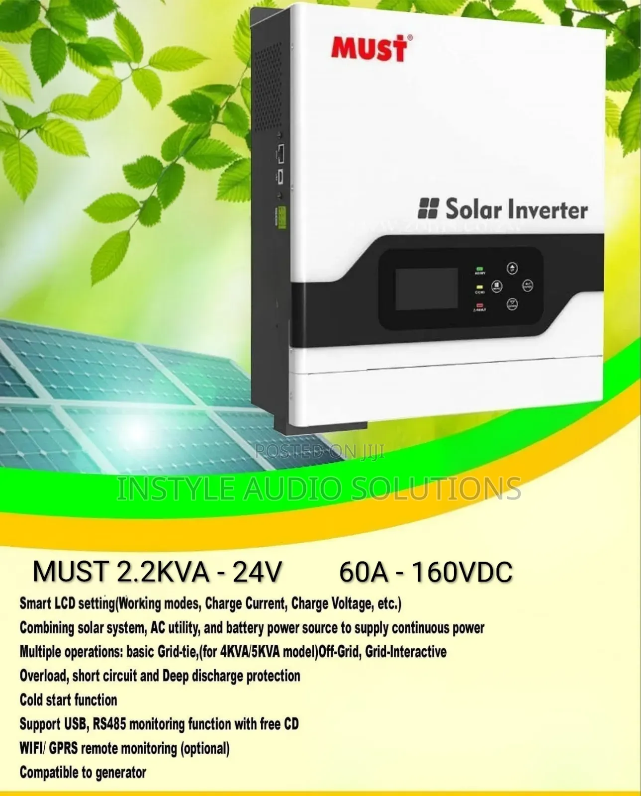 Must 2.2kva - 24v (60a - 160 Vdc)Hybrid Inverter
