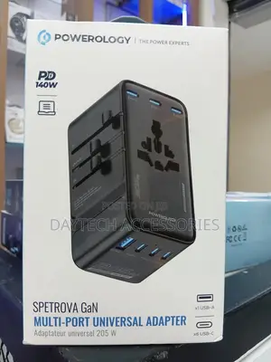 Powerology 140w Spetrova Gan Multi-Port Universal Adapter.