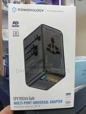 Powerology 140w Spetrova Gan Multi-Port Universal Adapter.