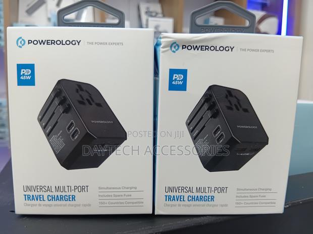 Powerology Universal 45w Multi-Port Travel Charger ( P45pdutvbk).