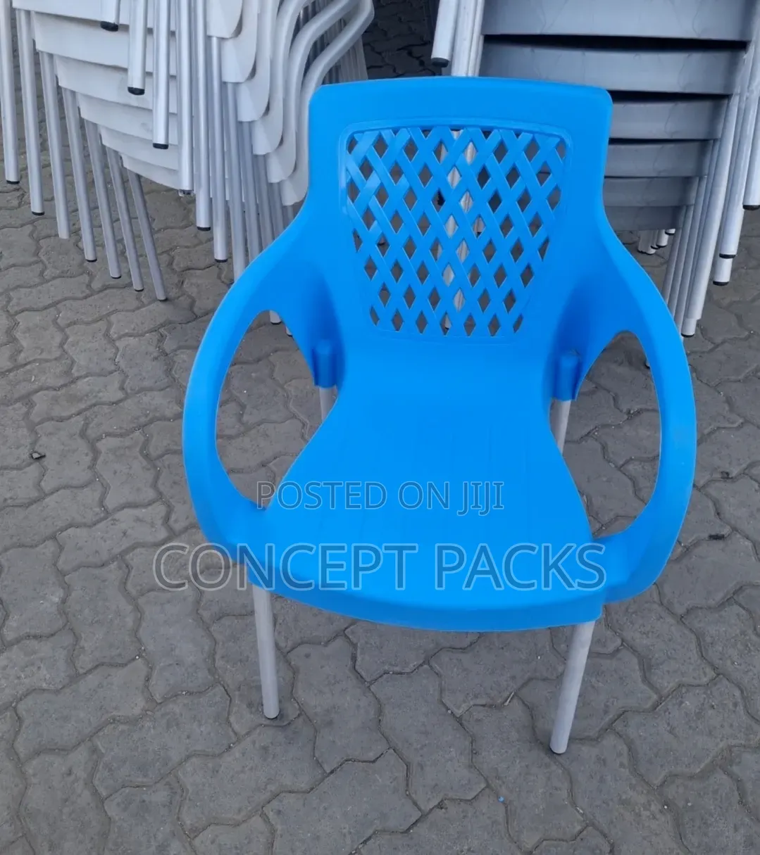 Purple / Blue Strong Plastic Metal Tubing Legs Chair