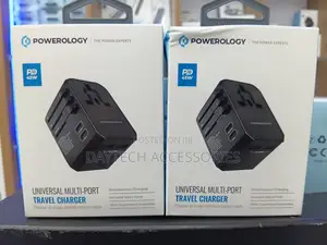 Powerology Universal 45w Multi-Port Travel Charger ( P45pdutvbk).