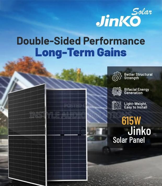 615 Watts - 49v Bifacial Monocrystalline Jinko Solar Panel All Weather