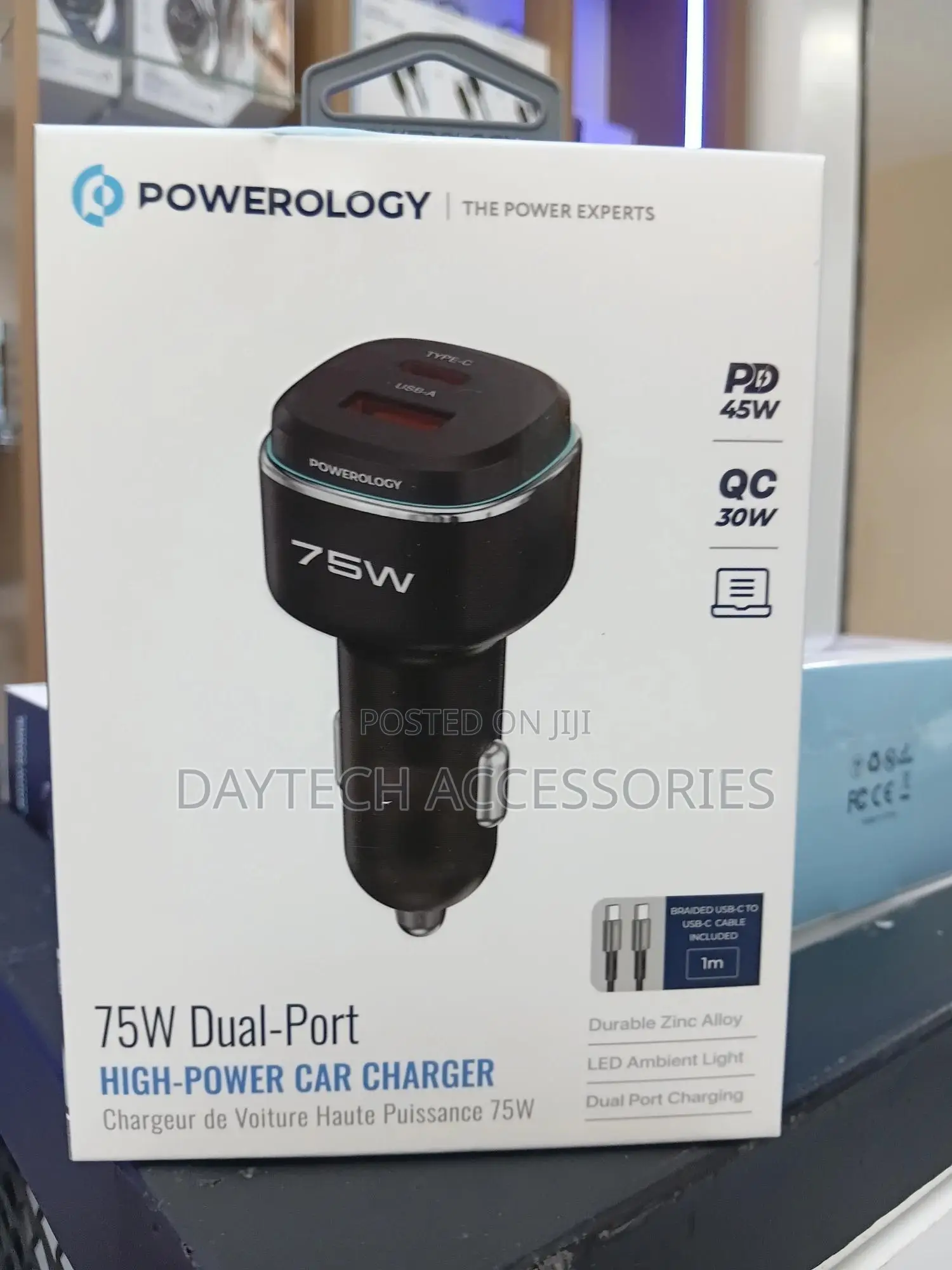 The Powerology 75w Dual-port High-power Car Charger
