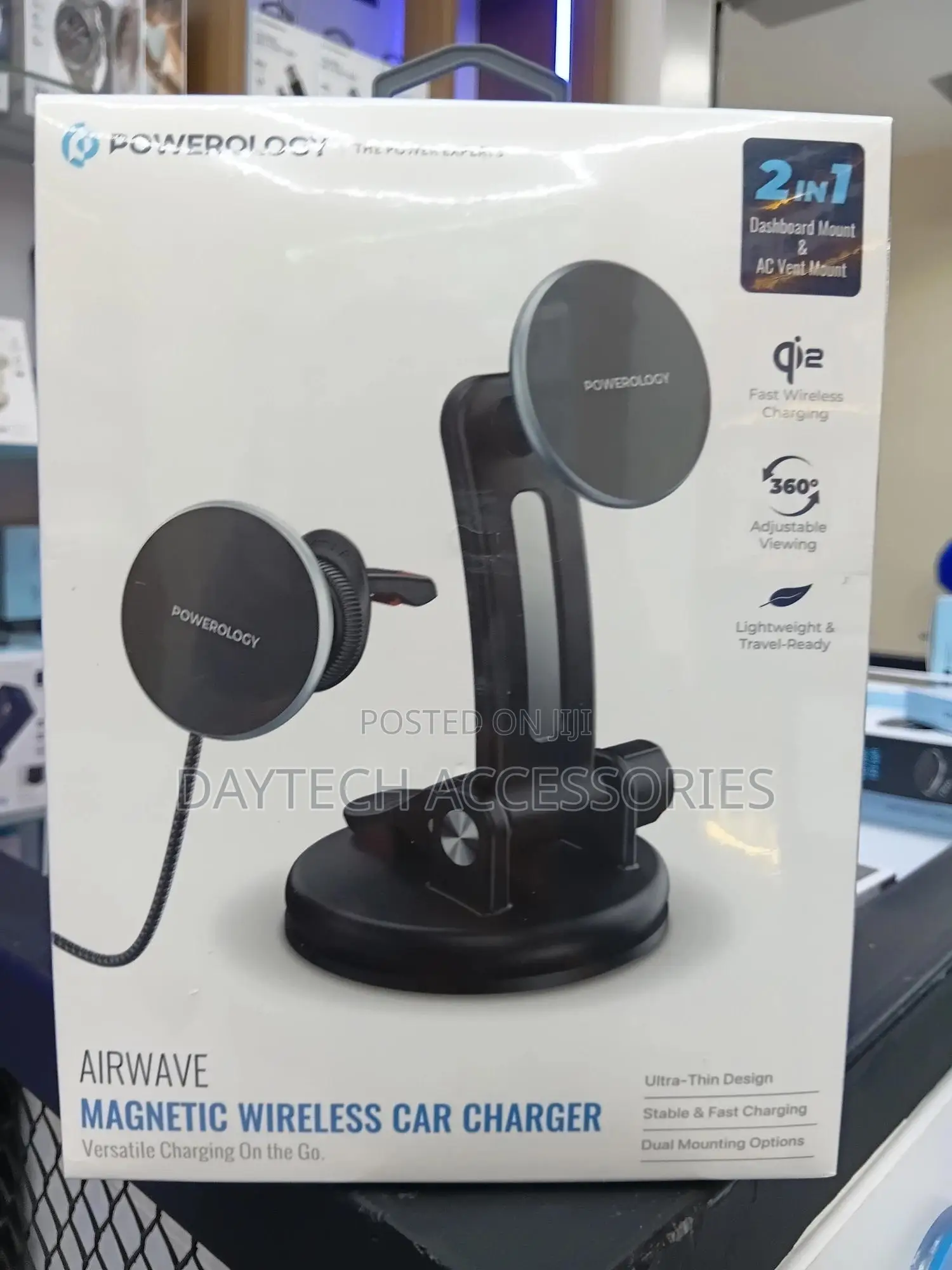 Powerology Airwave Magnetic Wireless Car Charger 360° Adjustable View