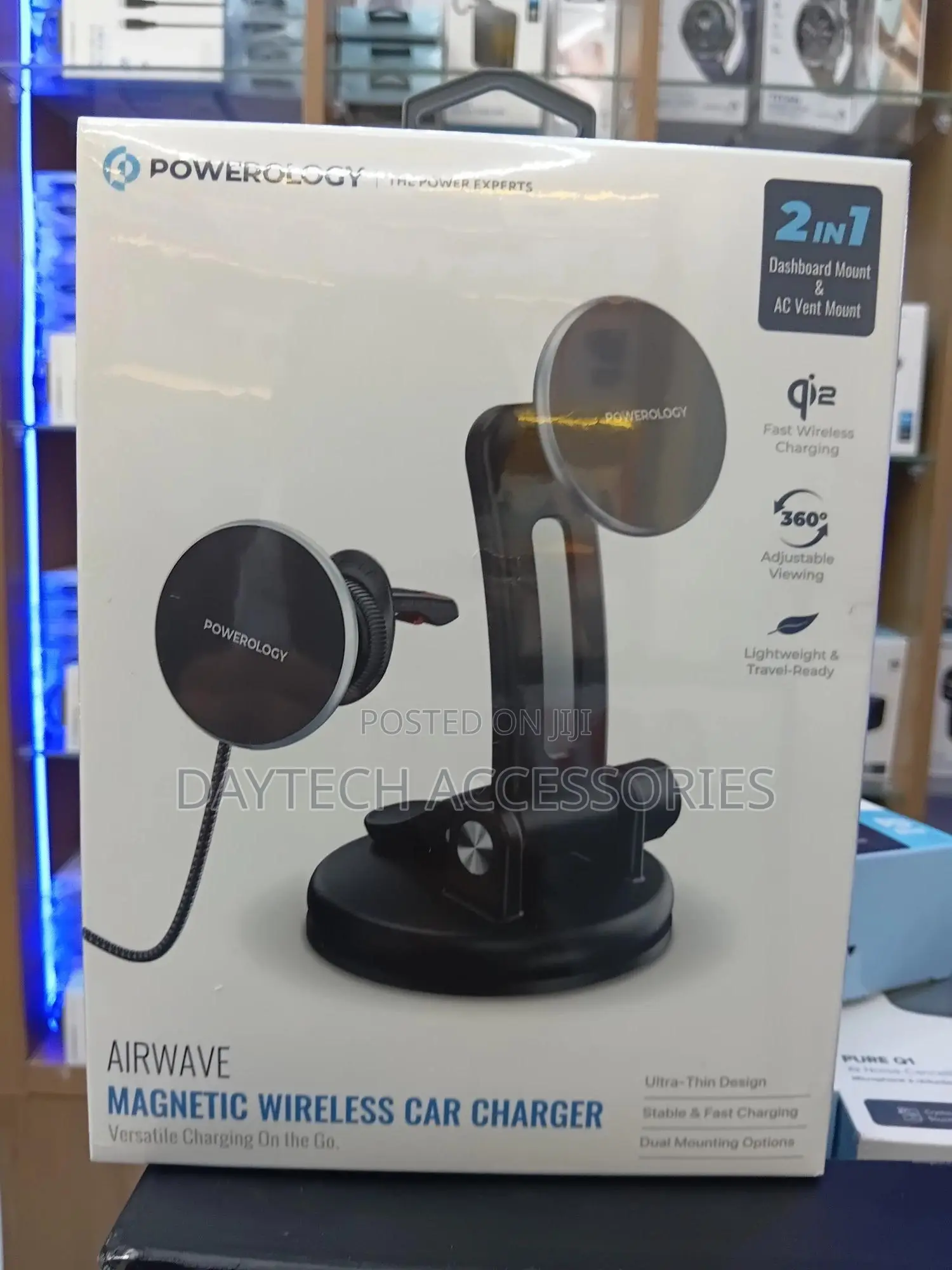 Powerology Airwave Magnetic Wireless Car Charger 360° Adjustable View