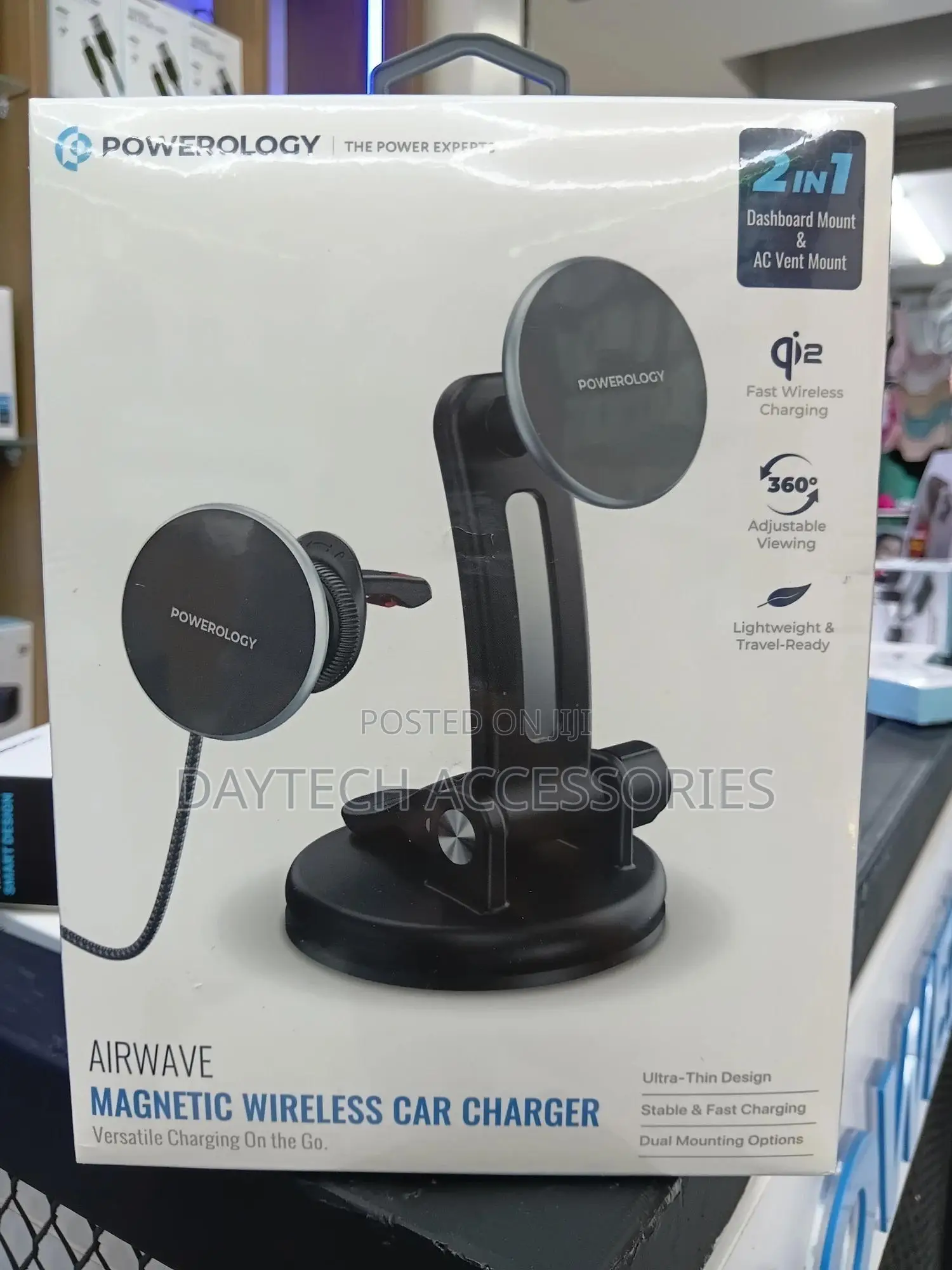 Powerology Airwave Magnetic Wireless Car Charger 360° Adjustable View