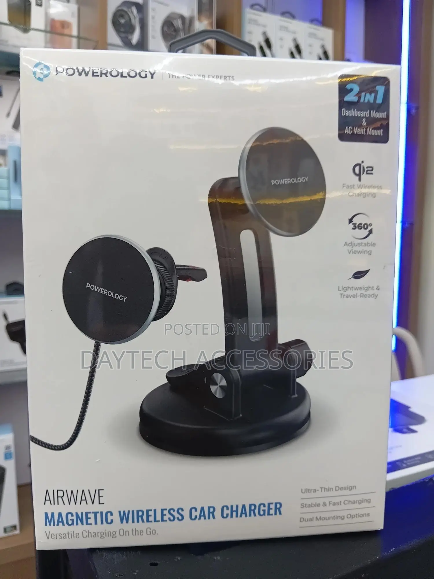Powerologymagnetic Wireless Car Charger 2in1 Dashboard Ac Vent Mount