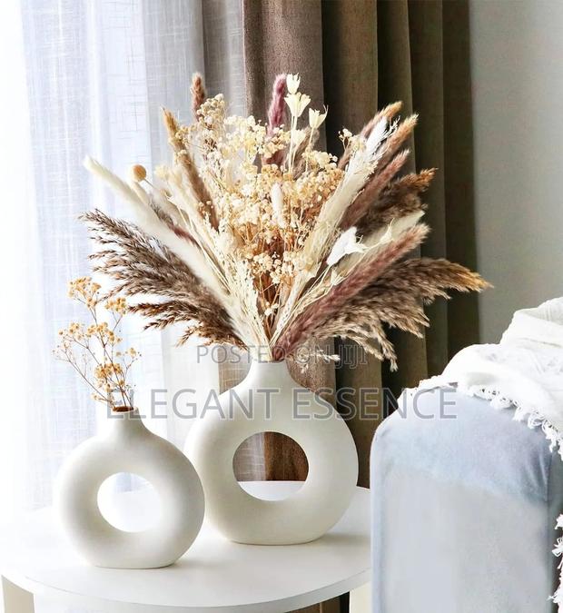 Decorative Nordic Circular Donut White Ceramic Vase* - thumbnail 2