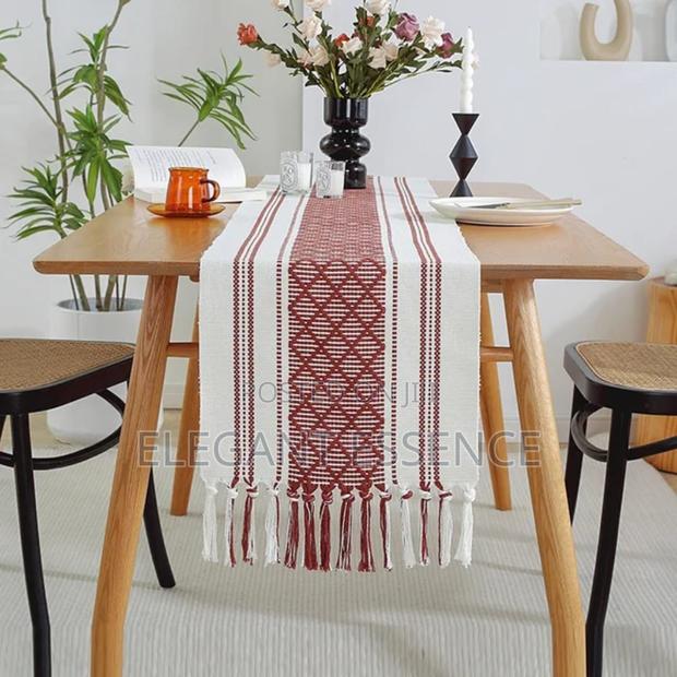 Vintage Rustic Table Runners -220cm Brown-180cm Black-White - main view