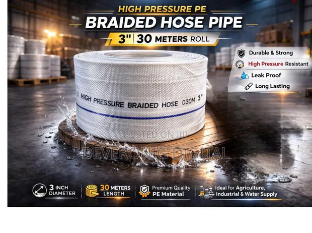 High Pressure Braided Hose Pipe 3inch 30meters Roll