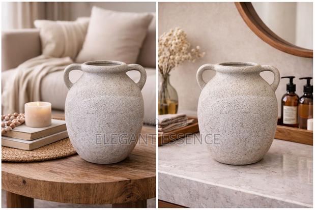 Dual Ear Handle Ancient Greek Vase Style Indoor Ceramic Pot - main view