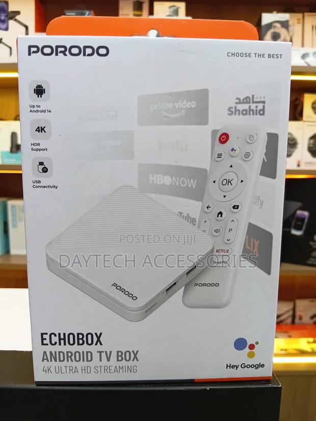 Porodo Echobox Android Tv Box Ultra Hd Streaming Box Android 14. - thumbnail 2