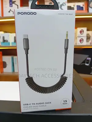 This Is A Porodo Usb-c To 3.5mm Audio Jack Coiled Aux Cable.