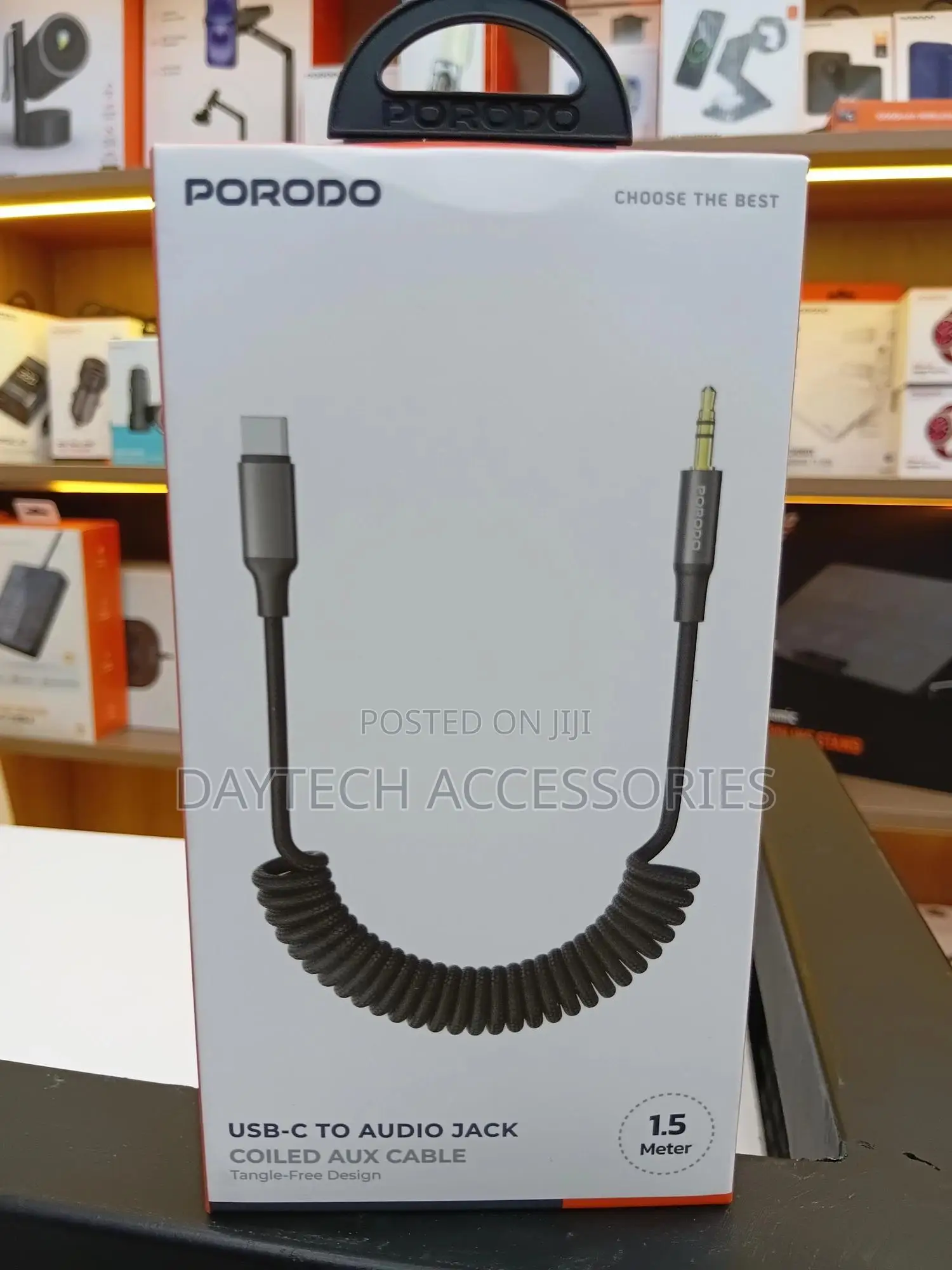 This Is A Porodo Usb-c To 3.5mm Audio Jack Coiled Aux Cable.