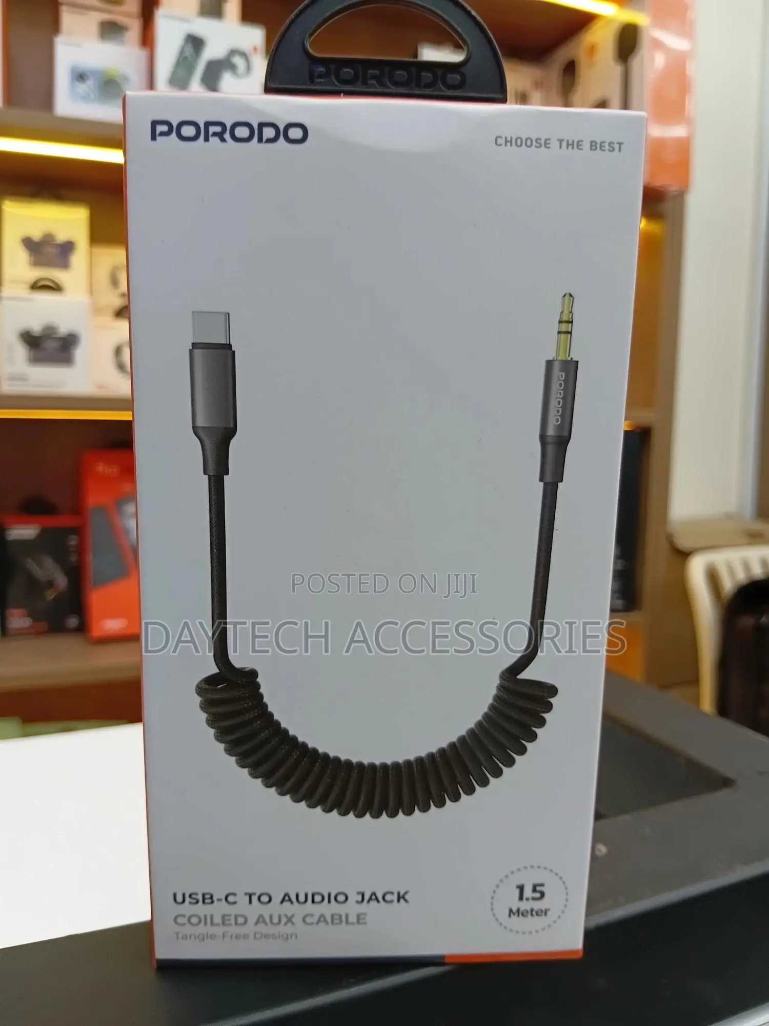 This Is A Porodo Usb-c To 3.5mm Audio Jack Coiled Aux Cable.