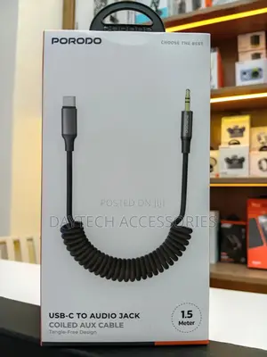 Porodo Type C To Aux Coiled Audio Cable 1.5m