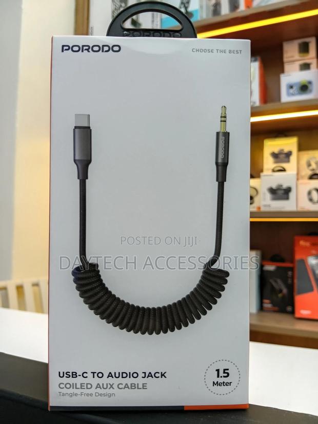 Porodo Type C To Aux Coiled Audio Cable 1.5m - thumbnail 3
