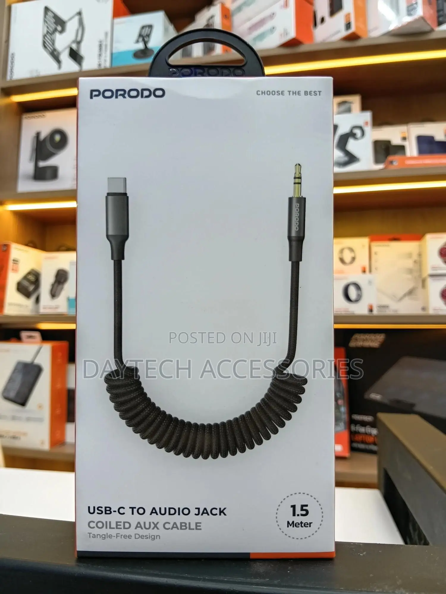Porodo Type C To Aux Coiled Audio Cable 1.5m