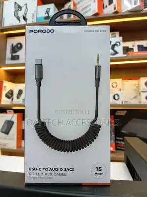 Porodo Type C To Aux Coiled Audio Cable 1.5m