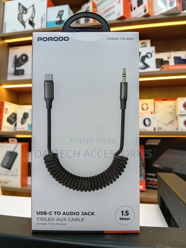 Porodo Type C To Aux Coiled Audio Cable 1.5m - thumbnail 2