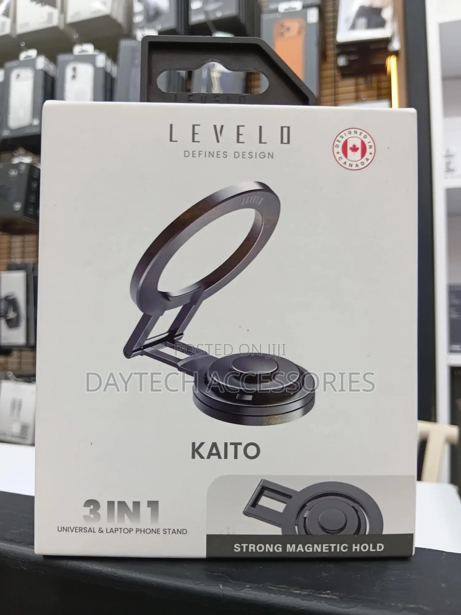 Levelo Kaito Magsafe 3 in 1 Durable Phone Holder for Laptop - Gray