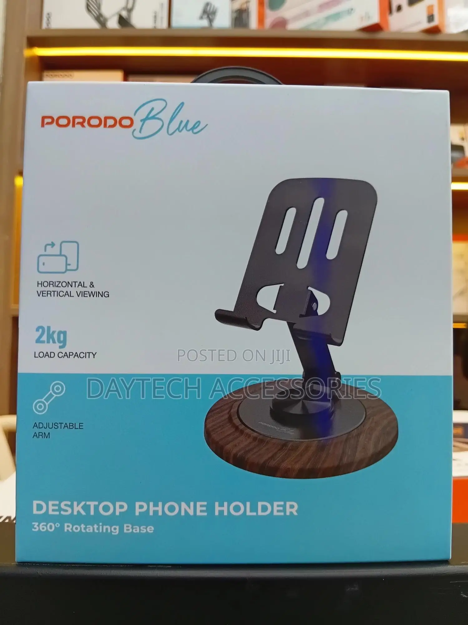 This Is a Porodo Blue Desktop Phone Holder.