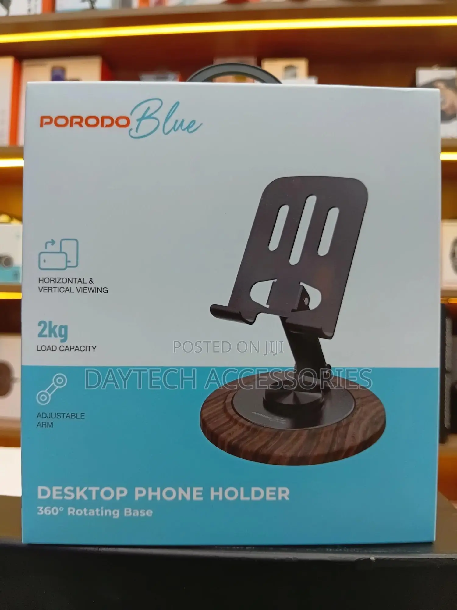 Porodo Blue Desktop Phone Holder 360 Rotating Base Black Pbw15bk