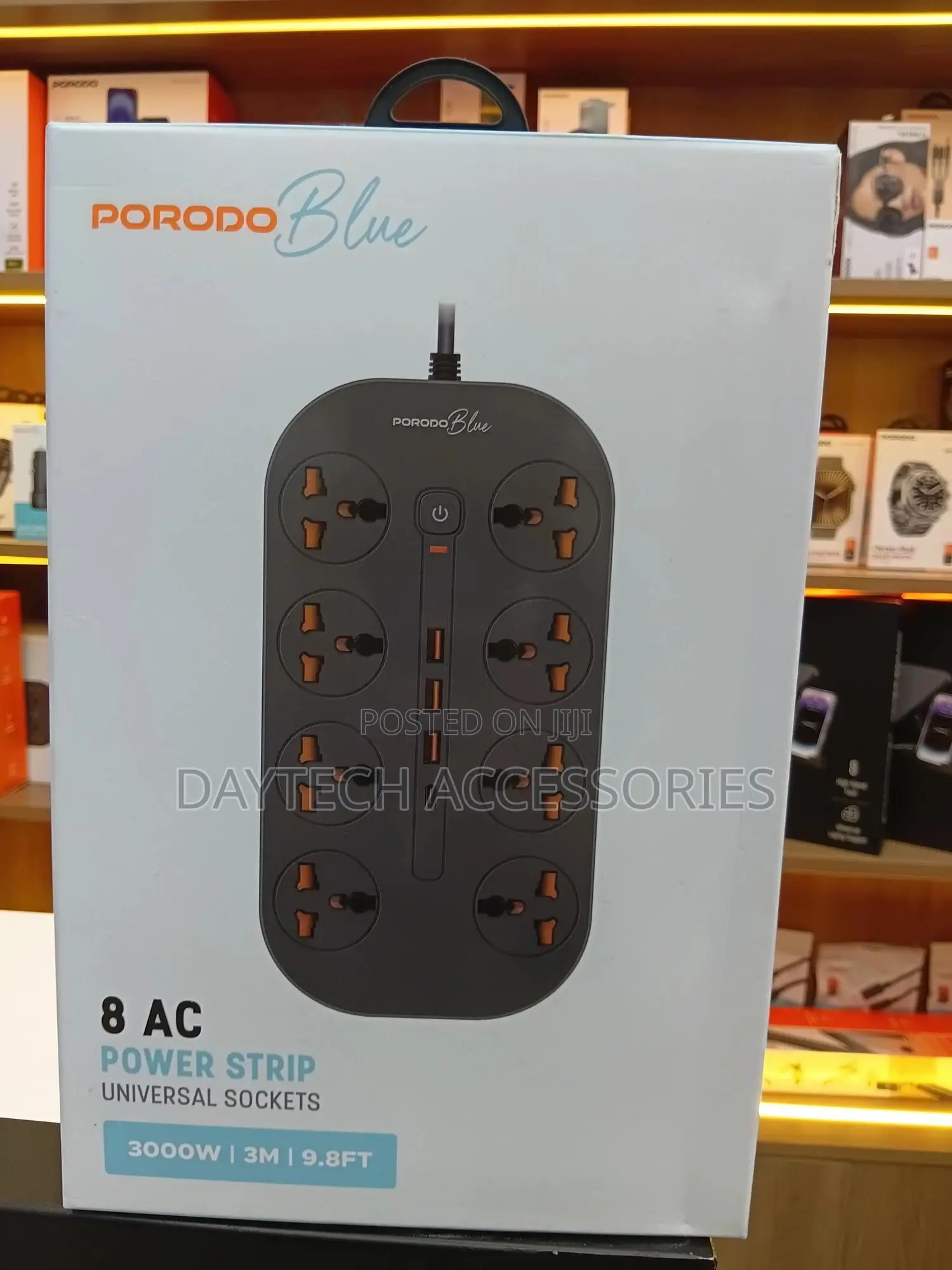 This Is A Porodo Blue 8 Ac Power Strip.