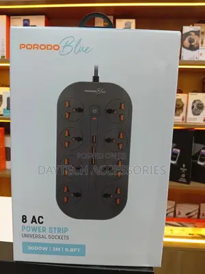 This Is A Porodo Blue 8 Ac Power Strip.