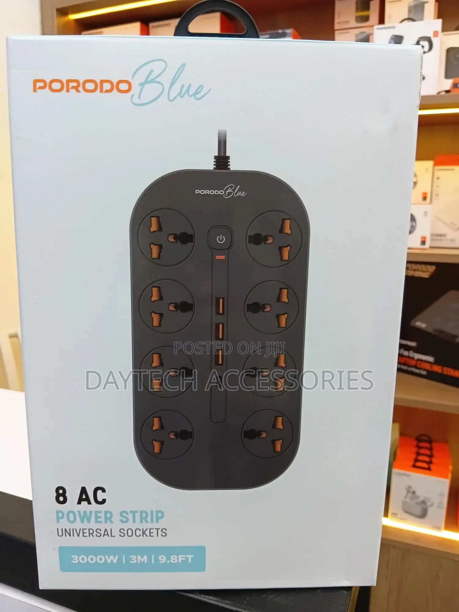 This Is A Porodo Blue 8 Ac Power Strip.